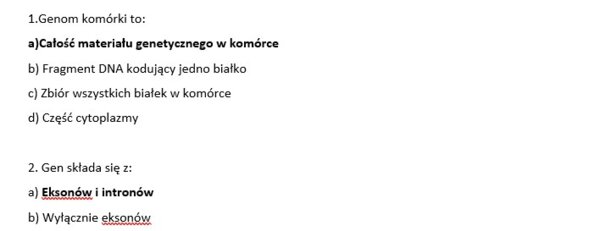 Test- ekspresja informacji genetycznej w komórkach człowieka