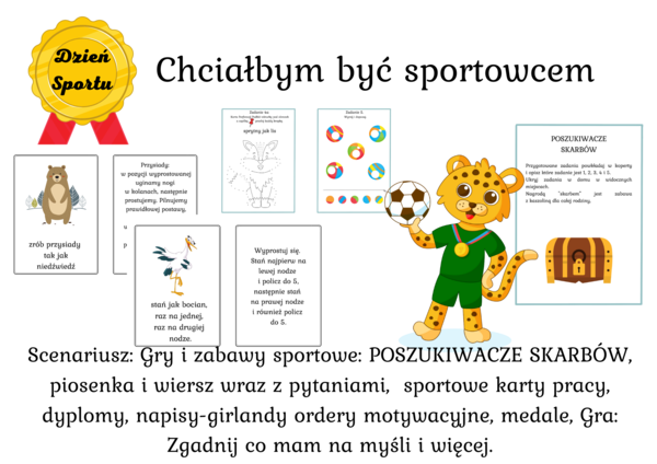 6.04 Dzień Sportu - "Chciałbym być sportowcem" - Świetny pomysł na zajęcia z okazji Dnia Dziecka i Dnia Przedszkolaka -Poszukiwacze Skarbów