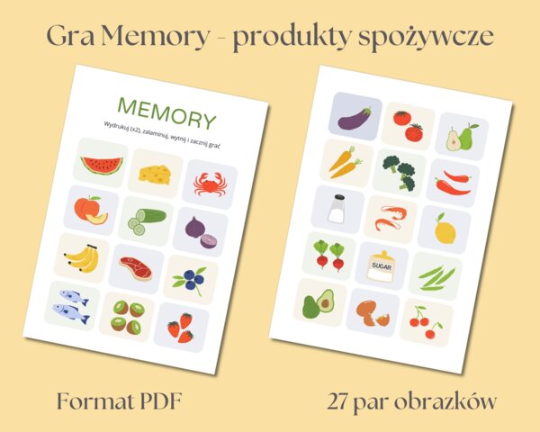 Gra Memory - produkty spożywcze 27 par