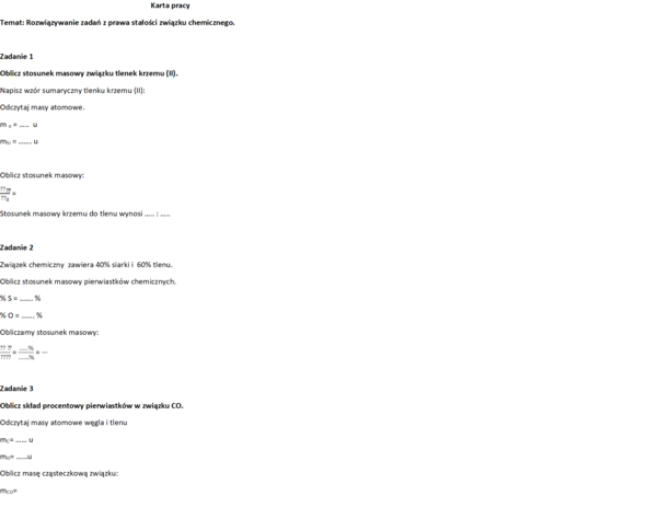 Chemia klasa 7 Prawo stałości związku chemicznego.