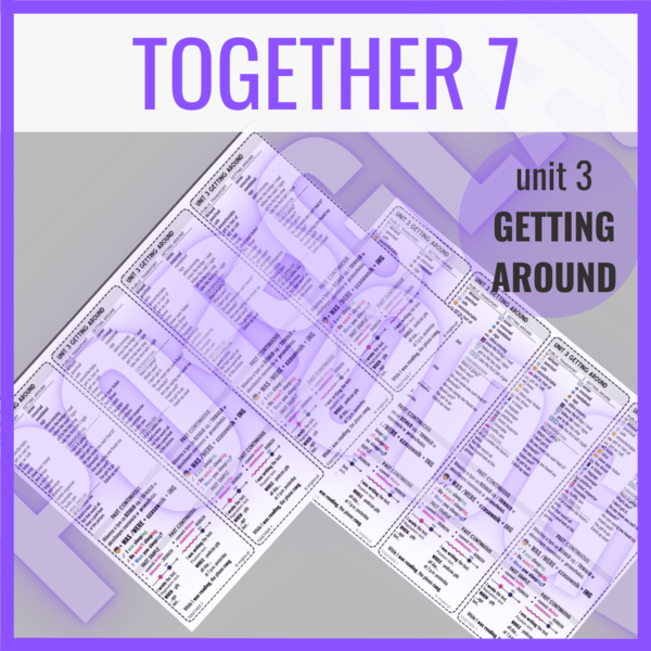 Together 7 unit 3 GETTING AROUND- zakładki do książki / słownictwo i gramatyka
