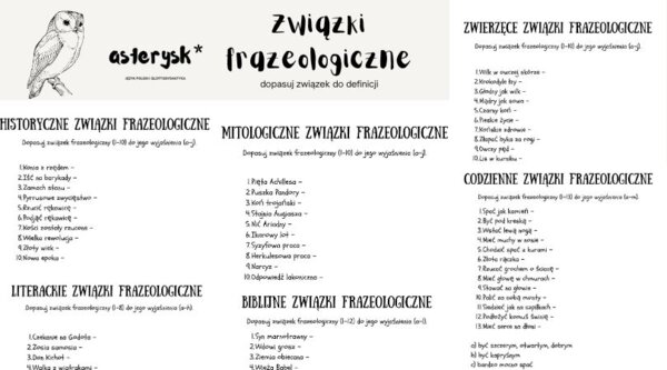 Związki frazeologiczne - dopasuj związek do definicji