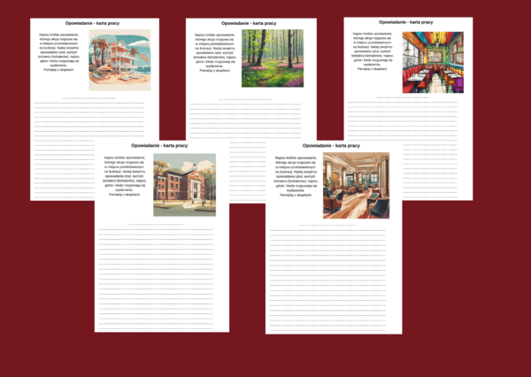 OPOWIADANIE – 8 kart pracy – kl. 4-5 – ćwiczenia redakcyjne - miejsca