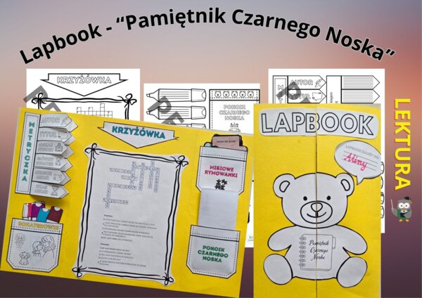 Lapbook – „Pamiętnik Czarnego Noska” + test ze znajomości lektury + kod QR do testu