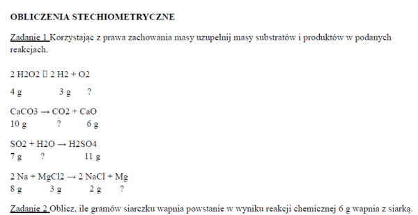 Obliczenia stechiometryczne