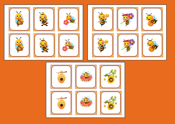 DZIEŃ PSZCZÓŁ - pszczoły – MEMORY – 36 szt. – biblioteka – przedszkole – świetlica