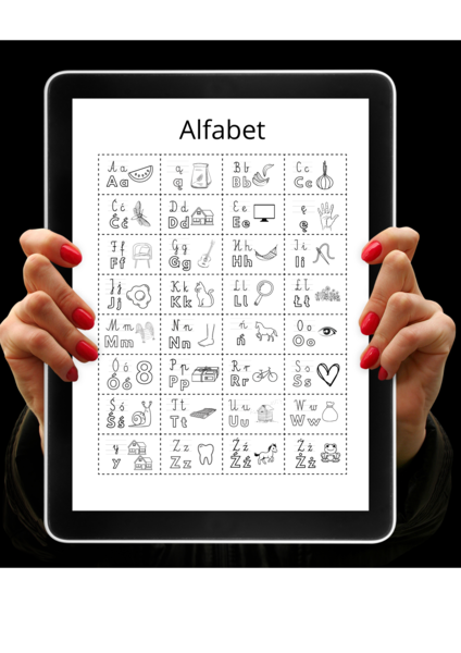 Alfabet czarno-biały z obrazkami + wklejki do zeszytów