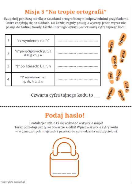 Ortograficzny escape room - zestaw