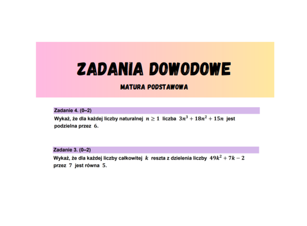 Zadania dowodowe z ubiegłych matur - matura podstawowa CKE