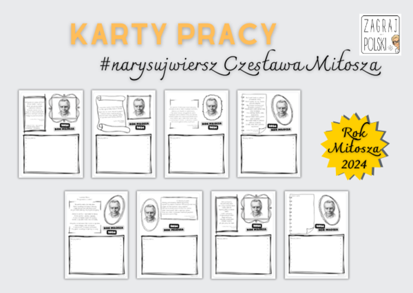 Karty pracy #narysujwiersz Miłosza (do biblioteki, świetlicy, na zajęcia rozwijające kreatywność czy zastępstwo)