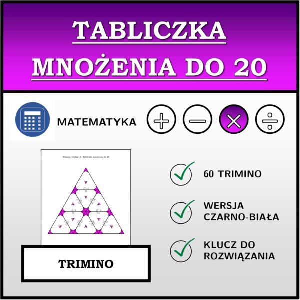Trimino - Tabliczka mnożenia do 20 | matematyka