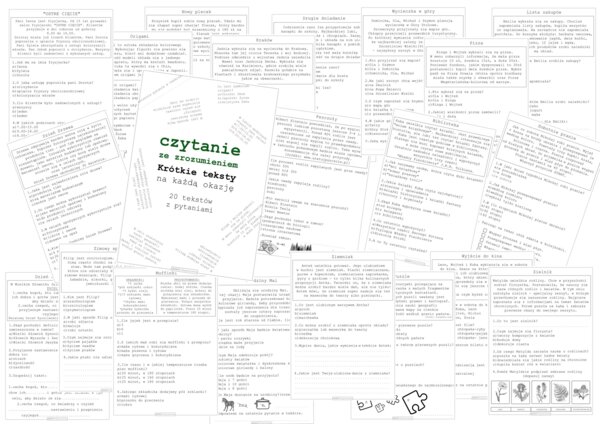 Czytanie ze zrozumieniem. 20 krótkich tekstów.