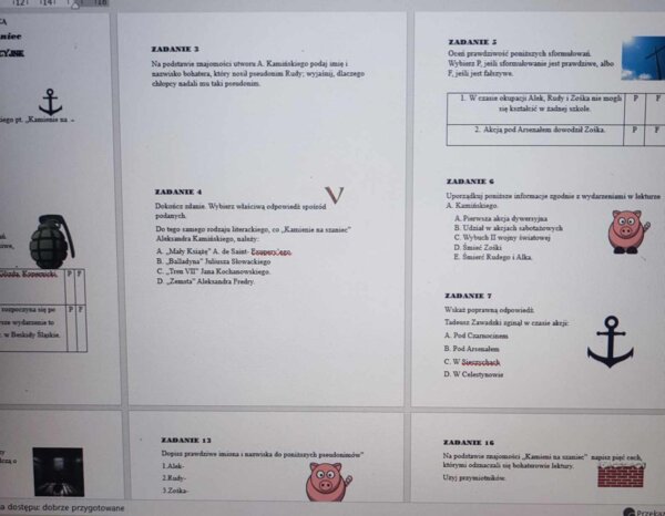 Kamienie na szaniec- lekcja z przesiadką- pytania egzaminacyjne