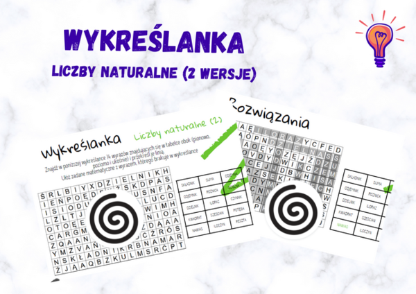 Wykreślanka - liczby naturalne w dwóch wersjach