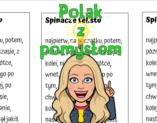 Spinacze tekstu - zakładka