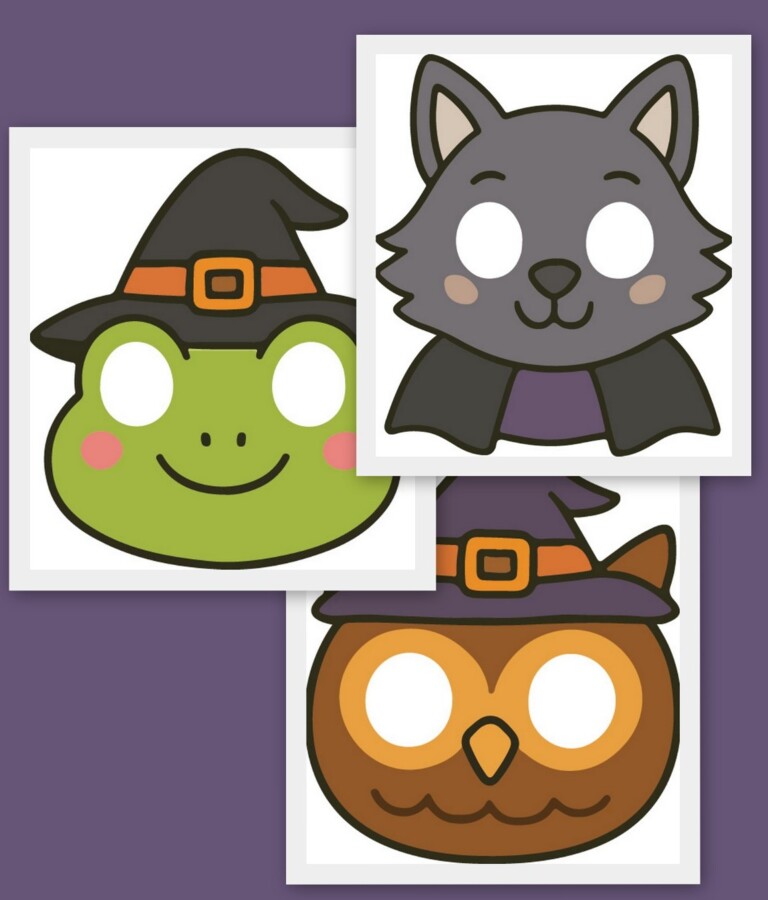 Maski na dzień dyni / halloween format a4 pdf+jpg 13 szt. kolor i czarno białe!