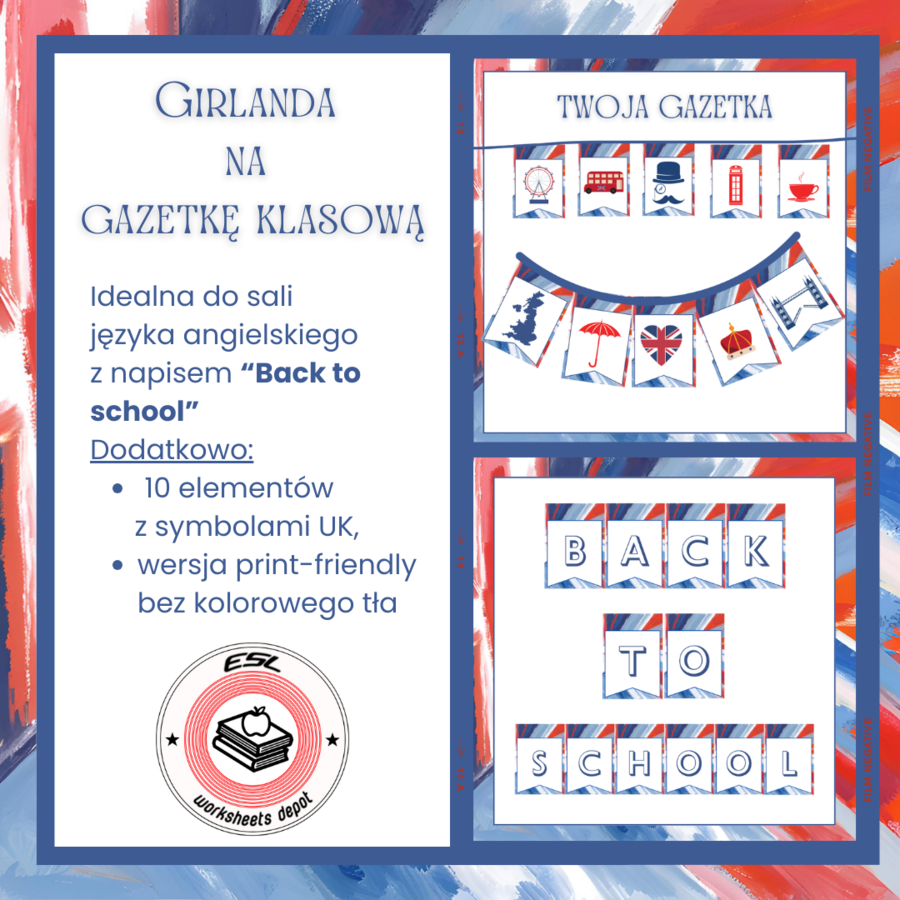 Girlanda na gazetkę klasową "Back to school"