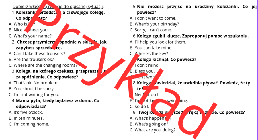 Ćwiczenia do egzaminu ósmoklasisty