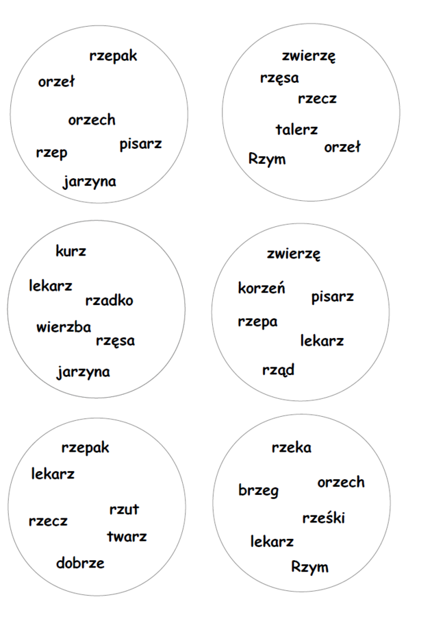 Zestaw kart typu dobble – gry ortograficzne