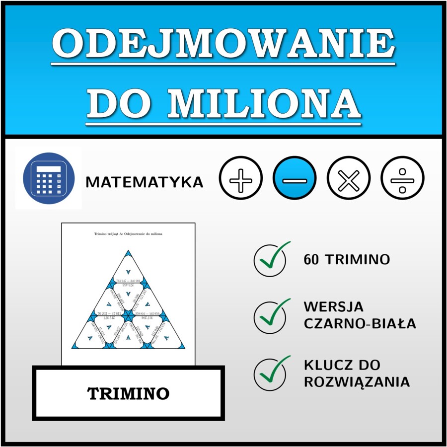 Trimino - Odejmowanie do miliona | matematyka