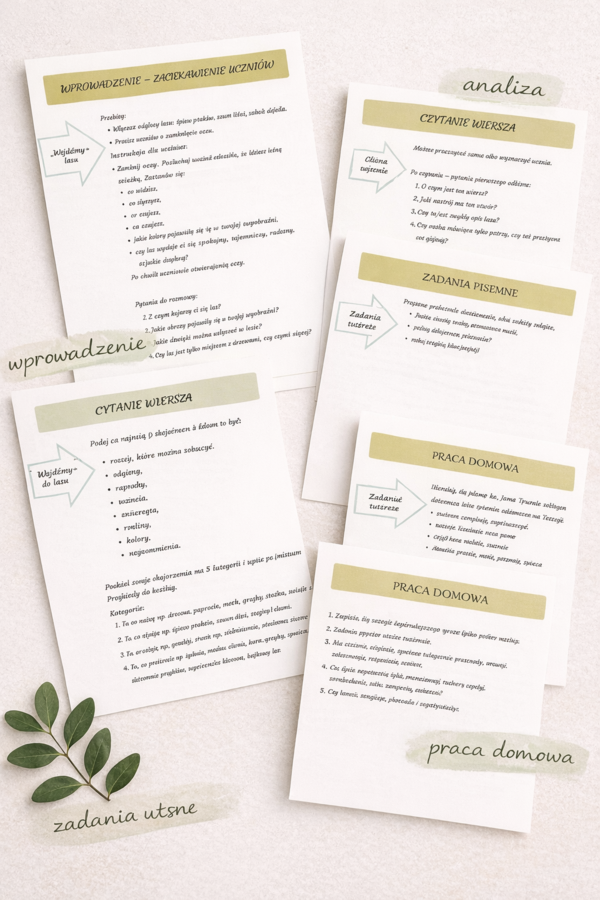 Scenariusz lekcji. O lasach ks. Jan Twardowski