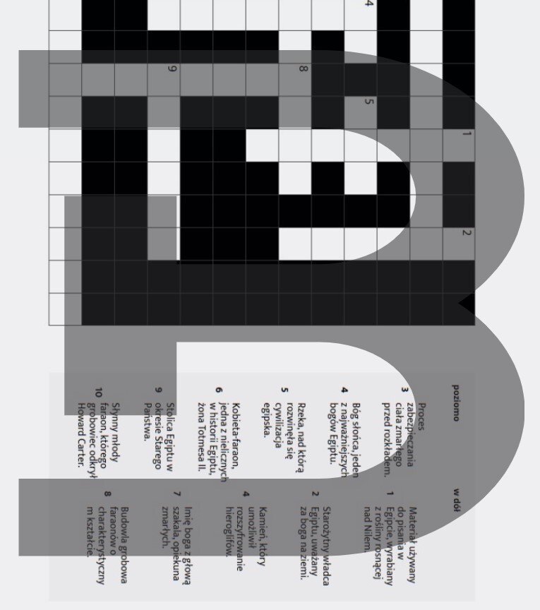 KRZYŻÓWKA EGIPT + NOTATKA HISTORYCZNA MATERIAŁ DYDAKTYCZNY