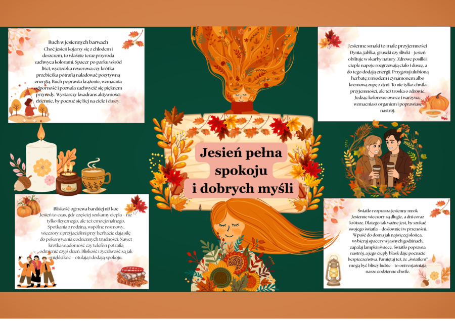 📘 Gazetka „Jesień pełna spokoju i dobrych myśli”-17 stron do druku| Format A4 i mniejszy| Idealna zarówno dla starszych jak i młodszych klas