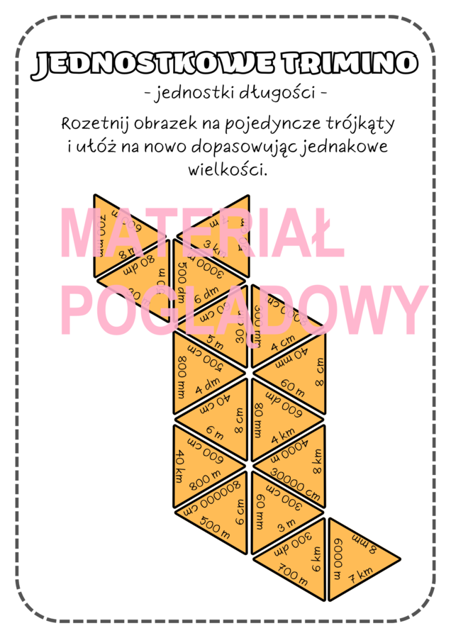 TRIMINO - zamiana jednostek długości (bez ułamków i wyrażeń dwumianowanych)