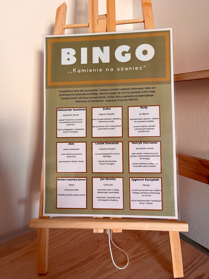 Bingo - "Kamienie na szaniec" - zamiast kartkówki