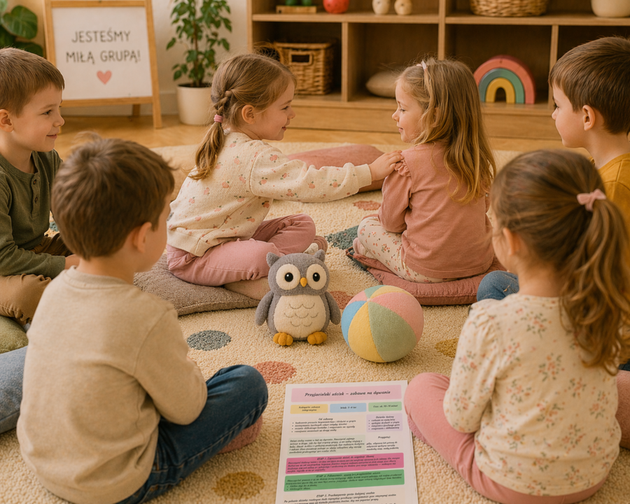 Przyjacielski uścisk – zabawa na dywanie