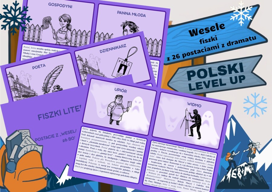 Fiszki z 26 postaciami z "Wesela"_Polski Level Up