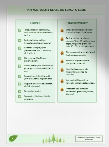 Scenariusz lekcji języka polskiego. "O lasach" ks. Jan Twardowski