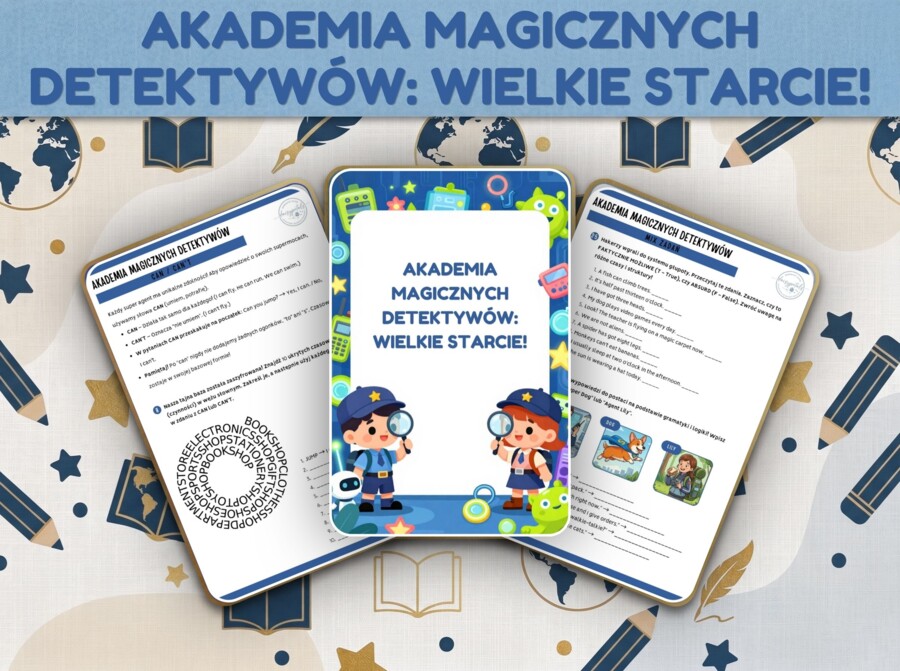 Szpiegowska Karta Pracy: Akademia Magicznych Detektywów 🕵️‍♂️ (Powtórka Kids Can 3 / Start 4 Klasy)