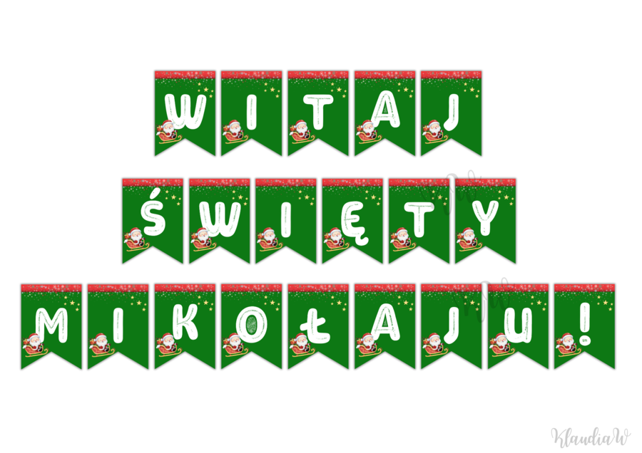 Girlanda „WITAJ ŚWIĘTY MIKOŁAJU!” – PDF do druku