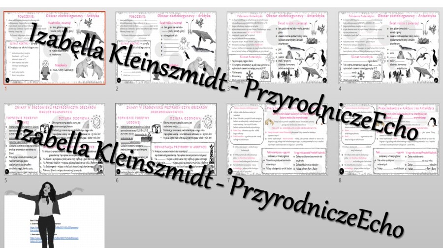 Zestaw sketchnotek i kart pracy + gratisowe linki do prezentacji multimedialnych niekomercyjnych wykonanych w genial.ly do indywidualnego pobrania i użycia do celów niekomercyjnych. Geografia 8, „Obszary okołobiegunowe”