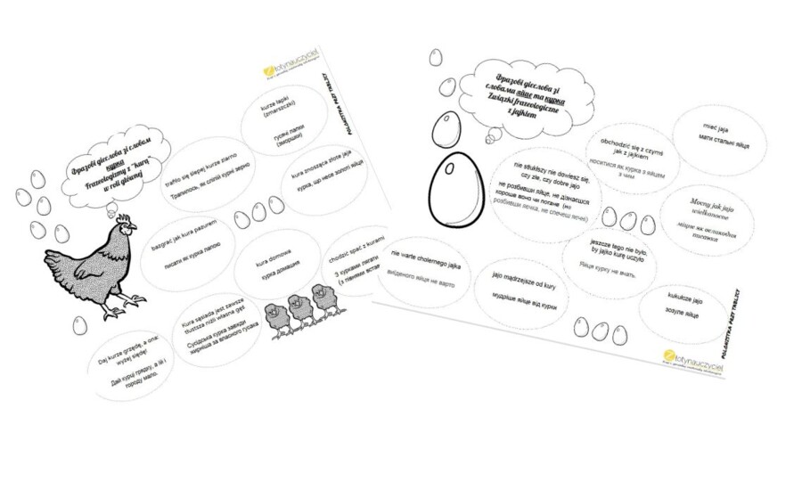 Polsko - ukraińskie karty pracy ze związkami frazeologicznymi (kura, jajko)