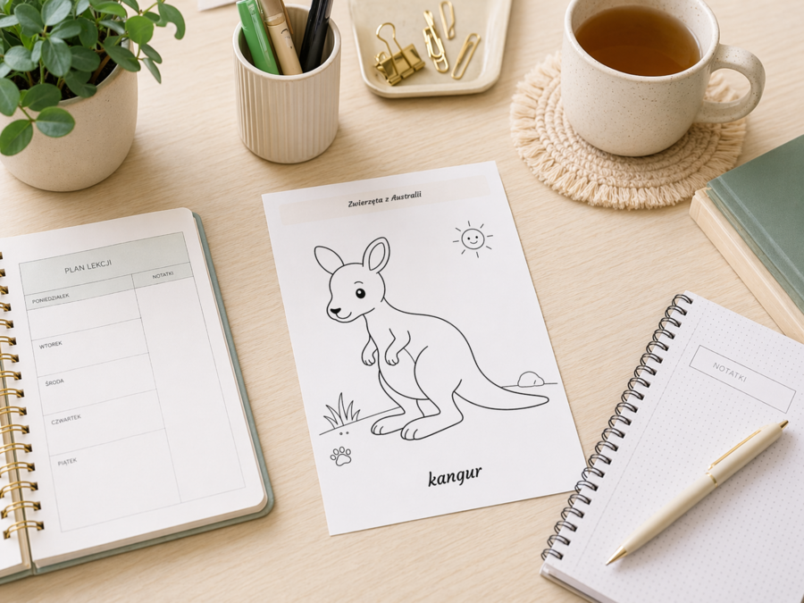 Kolorowanka: Zwierzęta z Australii