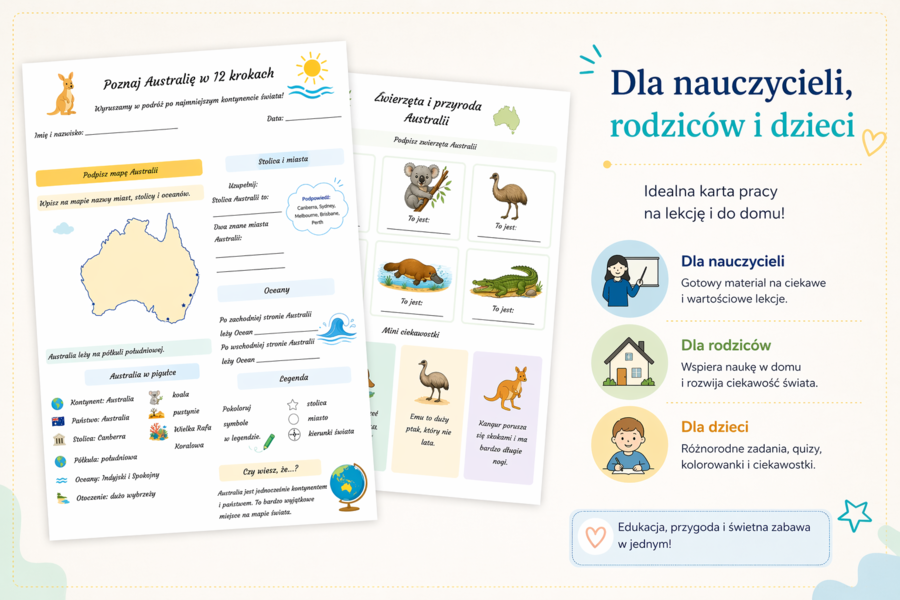 Karta pracy „Poznaj Australię w 12 krokach”