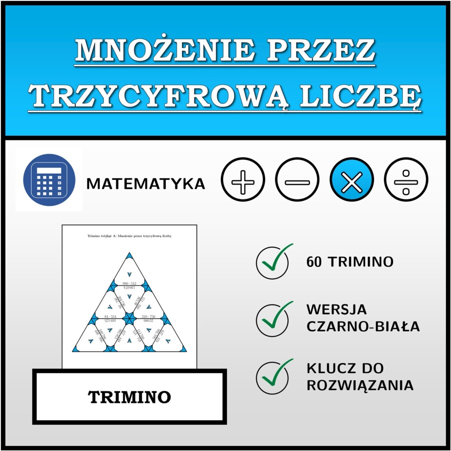 Trimino - Mnożenie przez trzycyfrową liczbę | matematyka