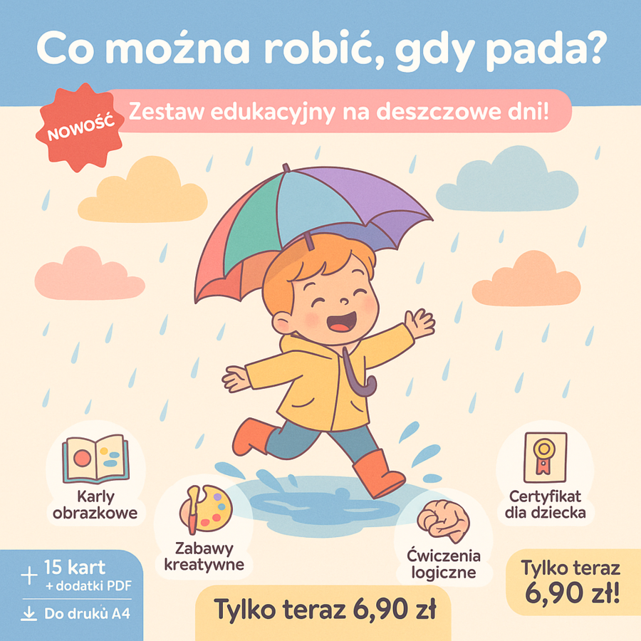 Karty obrazkowe „Co można robić, gdy pada?”
