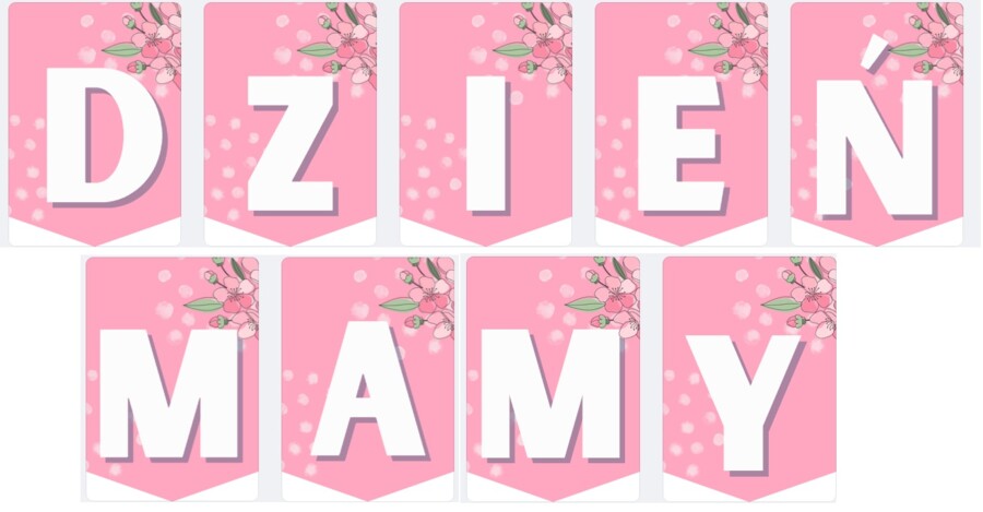 Girlanda, dekoracja, Dzień Mamy, napis