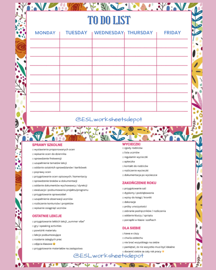 TO DO LIST - czerwiec - lista zadań dla nauczycieli