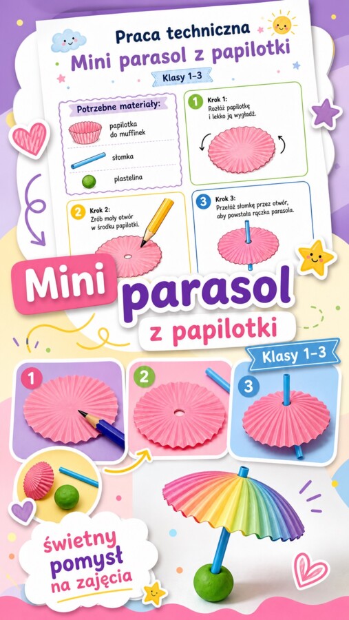 Mini parasol z papilotki