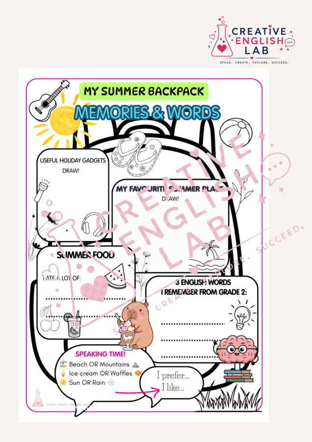 Back to School: My Summer Backpack | Klasa 3 | Rysowanie i Mówienie (PDF)