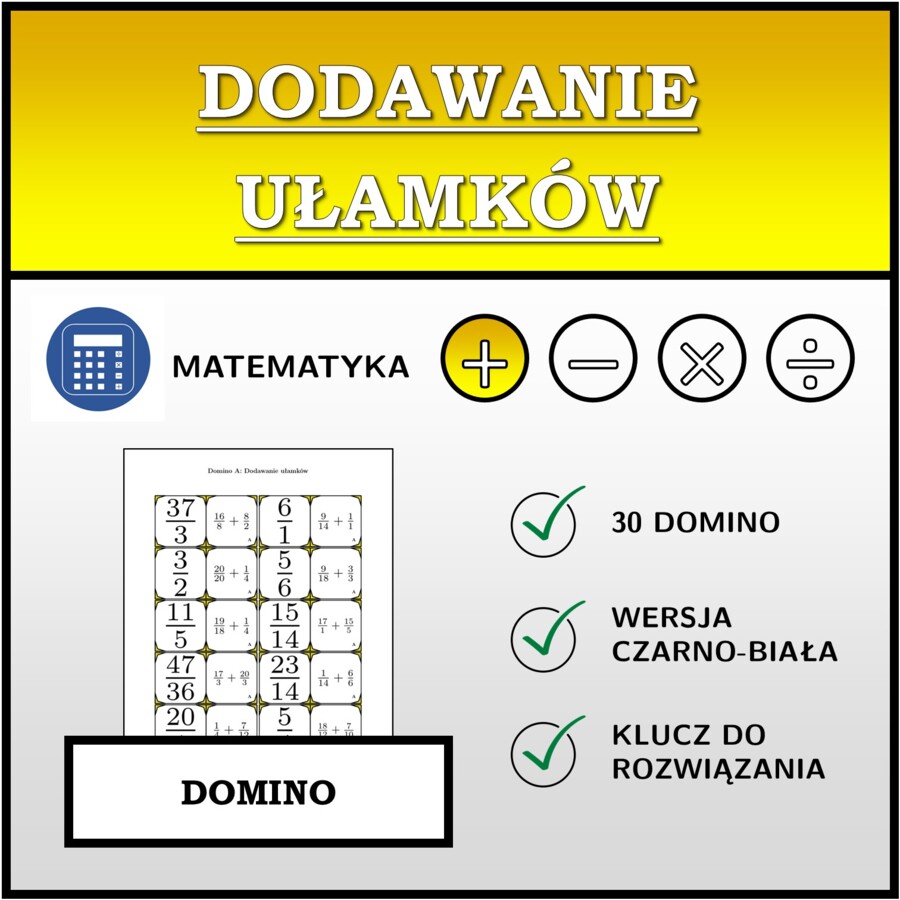 Domino - Dodawanie ułamków | matematyka