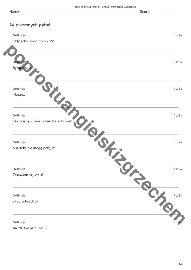 Teen Explorer 8 – Unit 2 – testy