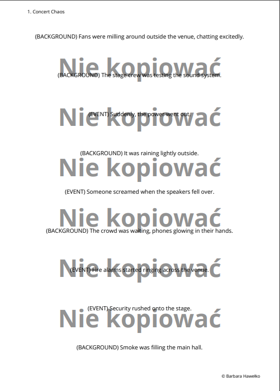 Scenariusz lekcji z ćwiczeniami do druku Past Simple v. Continuous B1