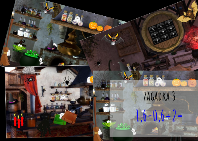 Halloween Escape Room – Ułamki zwykłe, Ułamki dziesiętne, Liczby ujemne, Procenty