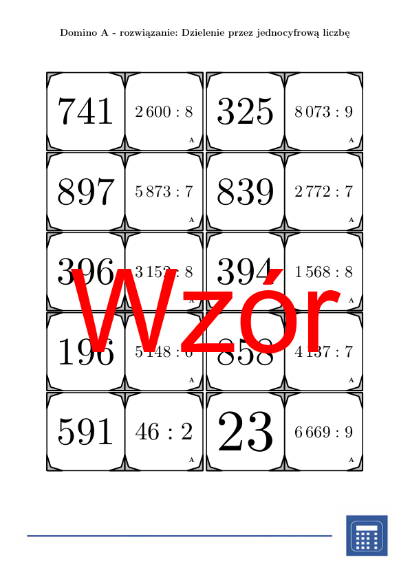 Domino - Dzielenie przez jednocyfrową liczbę | matematyka