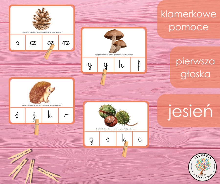 Klamerkowe pomoce - pierwsza głoska - jesień